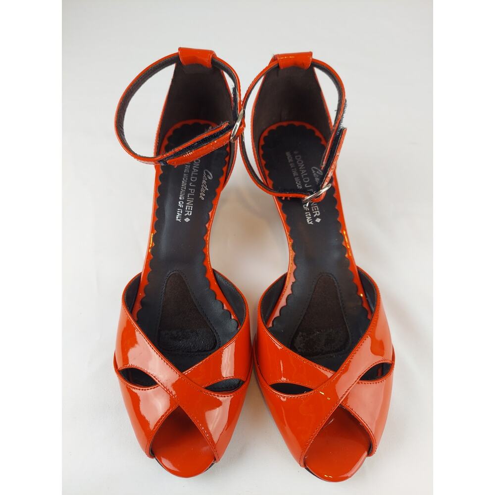Donald J Pliner Couture Red Strap Peep Toe Cork Wedge Made in Italy 6.5